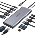 USB C Laptop Docking Station Dual HDMI, 14 in 1 USB C Dock Hub Multiport Adapter Triple Monitor Dock with 2 HDMI,DisplayPort,Ethernet,100W PD,USB 3.0/2.0 for Dell/HP/Lenovo/Surface/ASUS