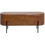 Banc en cuir marron foncé Ily