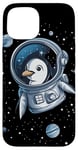 iPhone 15 Cute Penguin Astronaut in Space Adventure Apparel Case