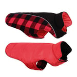 CITÉTOILE Manteau Chien Coupe-Vent, Manteau Veste pour Chien d'hiver Réversible, Veste vêtement d'hiver Chaud pour Chiens Petit Moyen Grand, Réfléchissants, Manteaux Polaire Chien, Rouge, L