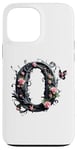 Coque pour iPhone 13 Pro Max Letter O Initial Floral Monogram Rose Pink Flower Butterfly