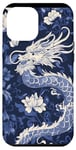 Coque pour iPhone 12 Pro Max Bleu Vintage Paisley Dragon Chinois E-Girl Esthétique