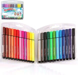 KXF Washable Felt Tip Colouring Pens Set for 2 Count (Pack of 1), 24 colours