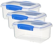 Sistema KLIP IT Food Storage Container | Stackable Food Prep Container with Lid | 1 L | BPA-Free | Blue Clips | 1 Count (Pack of 3)