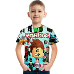 Roblox tryckt T-shirt barn pojkar kortärmad toppar A 8-9 Years