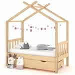 Lit adulte d'enfant Cadre de lit Lit Grand avec tiroir Bois de pin massif 70x140 cm FR15617