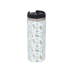 Friends Pattern Cool Tone Stainless Steel Thermo Travel Mug - Metallic Finish