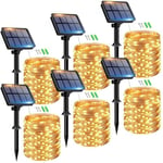 Lot de 6 Guirlande Solaire Exterieur, 15+2m 150LED Guirlande Lumineuse Exterieure Solaire Étanche 8 Modes, Guirlande Extérieure Solaire Décoration pour Jardin Terrasse Cour Maison Noël Mariage Fête