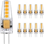 Ampoule G4 2W G4 12V LED Halogène Ampoule de Rechange, Blanc Chaud, AC/DC 12V [Classe énergétique A+]10 Pièces