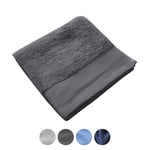 Jean & Len Drap de Douche en 100% Coton Bio, Anthracite, avec Boucle de Suspension, Certifié Oeko-Tex et Gots, Design Moderne et Intemporel, 70 x 140 cm