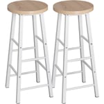 Lot de 2 Tabourets de Bar/Bistrot Woltu Tabouret de cuisine, Chaise de salle à manger, Structure en métal, Siège en mdf, Chêne clair