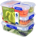 Sistema 6 Piece Airtight Food Containers Set Leak Proof Seal Easy Locking Clips