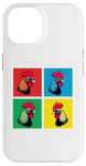 iPhone 14 Colorful Cool Chicken Art, Crazy Chicken Rooster Family Case