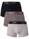 Ted Baker Mens Trunks, Cotton, 3-Pack, (TBB02), Grey/Heather Grey/Black, M