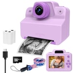 Appareil Photo Instantané, Mini Appareil Photo Numérique à Impression Instantanée Enfants avec SD Carte, Exposition Automatique 1080P Caméra Vidéo, Cadeau pour Filles Garçons 3-12 Ans (Violet)