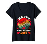 Womens Funny Happy Valentines Day Heart Love Valentine Men Women V-Neck T-Shirt