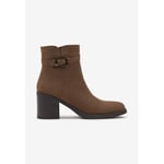 Bottines Vera Collection  Bottine femmes à talon en nubuck avec boucle, Camel