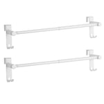 EMKE Retractable Towel Rail, Bathroom Over the Door Hanging Towel Rack with Hooks, Stainless Steel Sink Towel Holder with Adjustable Length, Radiator Towel Rail (2 Packs, White)