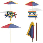 Table et bancs de pique-nique avec parasol pour enfants Bois - table de pique-nique enfant - tables de pique-nique enfants - Home & Living