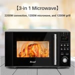 20L 3-in-1 Small Microwave Oven Digital Countertop Griller Convection Black