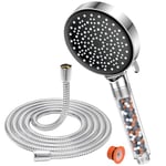 Pommeau De douche avec tuyau 1,8 M- YEAUPE Pommeau de douche avec filtre - pommeau de douche haute pression avec 6 types de jets, pommeau de douche avec tuyau, Chrome