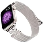 Faliogo Metal Strap Compatible with Apple Watch Straps 42mm 44mm 45mm 49mm for Women, Sparkling Diamond Stainless Steel Strap for Apple Watch SE/iWatch Strap Series 9 8 7 6 5 4 3 2 1 Ultra, Starlight