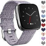 Ouwegaga Compatible with Fitbit Versa Strap/Fitbit Versa 2 Strap, Woven Bands Replacement Sport Wristband Compatible with Fitbit Versa Smartwatch Small, Grey