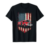 Fire Truck American Flag Rug T-Shirt