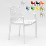 Grand Soleil - Chaise en polypropylène accoudoirs jardin café Gruvyer Arm Couleur: Blanc