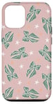 iPhone 12/12 Pro Aesthetic Green Bow On Light Pink Coquette Pink Christmas Case