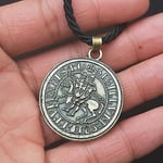 Män Amulettsmycken Viking dubbel krigshäst grekiska latinska tempelriddare Utsökt minnesmärke Sigill Hänge Halsband Gratis skepp cotton rope bronze