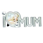 SHATCHI Love Mum Photo Frame 3" x 3" Silver Metal with Diamond Mummy Birthday, 3" x 8"