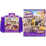 Kinetic Sand FOLDING SANDBOX & Dig & Demolish Truck Playset with 453 g of Kinetic Sand, for Kids Aged 3 and Up