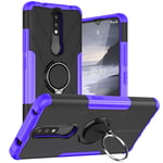 BRAND SET Case for Nokia 2.4 with Metal Ring Holder, 2-in-1 Comprehensive Protection Ultra-thin and Durable Shockproof Tough Phone Cover for Nokia 2.4-Purple