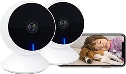 LAXIHUB M1 Mini Caméras de sécurité d'intérieur 2 PC, 1080p Full HD Baby Monitor Pet Camera avec APP téléphone, Vision de Nuit, Audio bidirectionnel, Détection de Mouvement/Son, Compatible Alexa