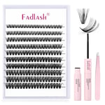 Fadlash Individual Eyelashes Cluster Lashes Kit 0.07 D Curl 8-16mm 40D Eyelashes Extension Kit Natural Cluster Lashes with Lash Glue Bond and Seal,Tweezers Light Fluffy DIY at Home