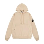 Sten Trendig amerikansk Stone Island-emblem Huvtröja i ren bomull för män och kvinnor High Street Loose Coat Hoodie APRICOT L