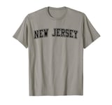 New Jersey NJ Varsity Style Garden State Outline Black T-Shirt