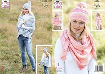 King Cole 5556 Knitting Pattern Womens Shawls and Hats in Drifter 4 Ply