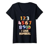 Womens I Love Numbers Mathematics Maths Day Numbers Day V-Neck T-Shirt