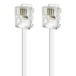 APM 570841 - Cordon Adsl Rj11 Connecteurs Mâle/Mâle Blanc - 5M de longueur - Cordon doux et flexible pour relier à un boîtier ou un modem ADSL