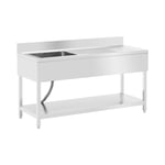 Royal Catering Oppvaskkum - 1 servant rustfritt stål 160 x 60 97 cm