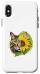 Coque pour iPhone X/XS Chat mignon jaune assis parfum tournesol papillon