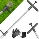 Kesser - Couteau désherbeur avec manche Désherbeur en aluminium avec poignée en t et pédale Outil de jardinage pour enlever les mauvaises herbes avec