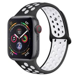 Bracelet Sport en Silicone Bicolor Remplacement pour Apple Watch Series 5 / 4 40mm - Noir&Blanc (Taille S)