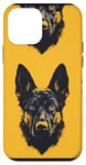 Coque pour iPhone 12 mini Jaune Géométrique Noir Berger Allemand Art