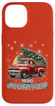 Coque pour iPhone 14 Red Truck Vintage Wagon Sapin de Noël Pyjama Famille Noël