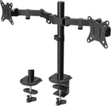 Support Ecran Pc 2 Ecran Pour 17""-32"",Double Bras Moniteur Pc Hauteur Réglable Pivotant,Vesa 75/100 Mm,Maximal De 9Kg