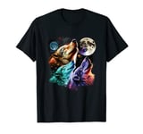 Three Wolves Howling At The Moon Wolf Lover T-Shirt