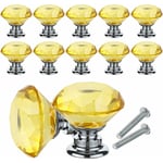 10Pcs Bouton de Meuble Cristal, Poignées de Bouton en Cristal de Diamant, 30mm Bouton de Porte Meuble Tiroir Placard avec Vis pour Accueil Bureau,